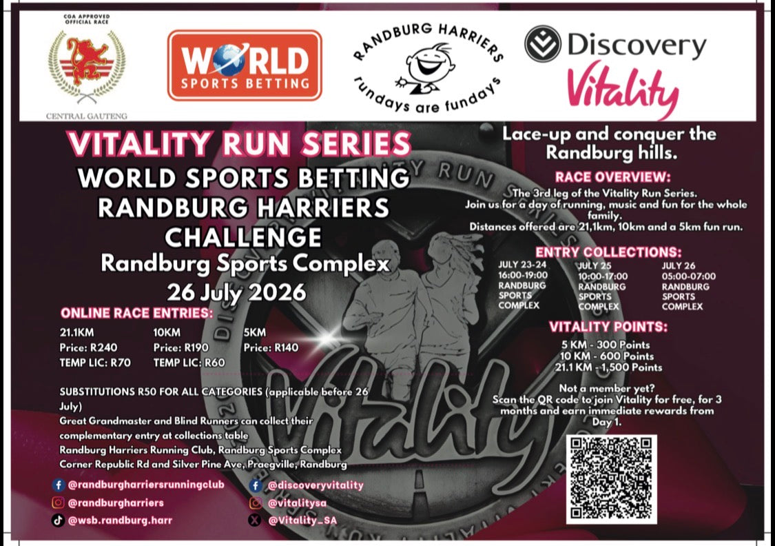WSB Randburg Harriers Challenge with Discovery Vitality - 26 July 2026